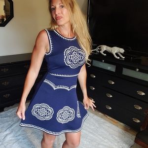 Alya | Blue & White Etched Dress Small